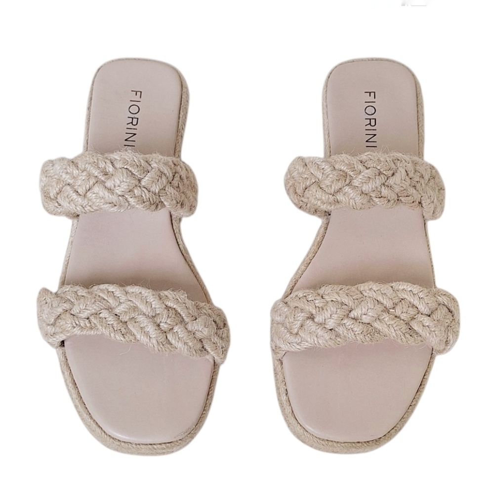 Fiorini Woven Raffia Sides Sandals Boho Cottagecore Coastal Festival 7.5 38